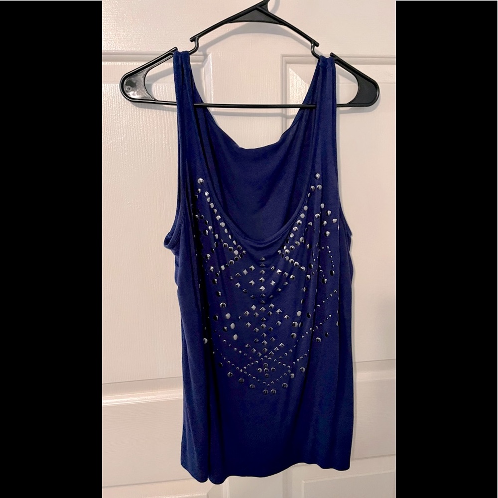 ASHLEY STEWART stylish dark blue tank top